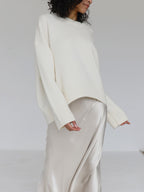 Women's Knit Pullover Sweater with Crew Neck and Rib Trim