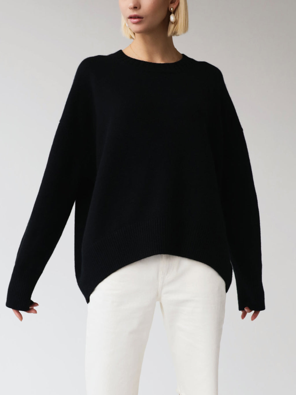 Women's Knit Pullover Sweater with Crew Neck and Rib Trim