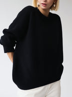Women's Knit Pullover Sweater with Crew Neck and Rib Trim
