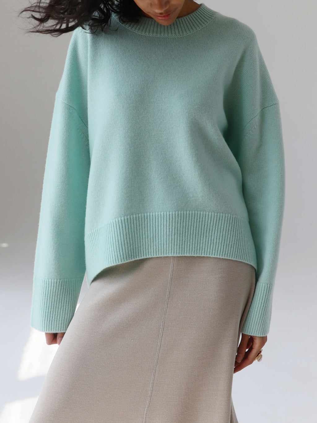 Women's Knit Pullover Sweater with Crew Neck and Rib Trim