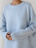 Women's Knit Pullover Sweater with Crew Neck and Rib Trim — Allyours Closet (view 2)