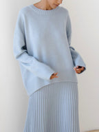 Women's Knit Pullover Sweater with Crew Neck and Rib Trim — Allyours Closet (view 3)
