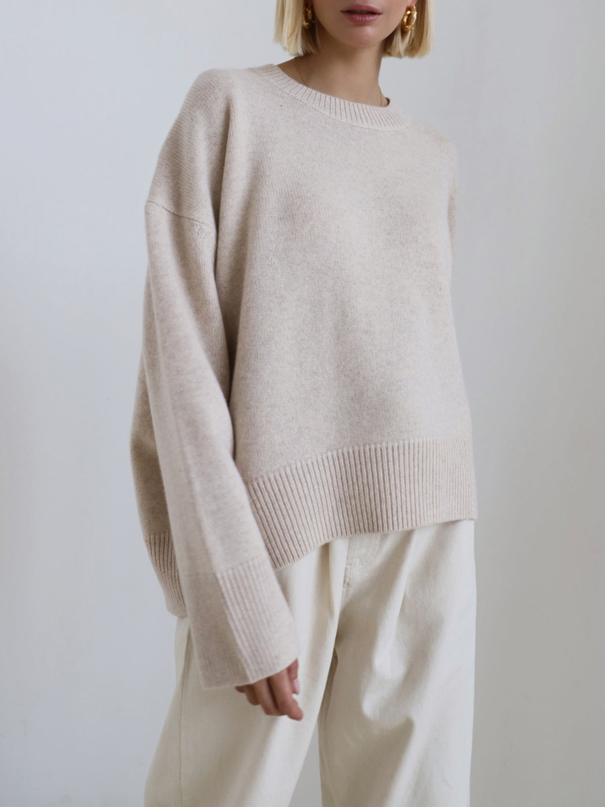 Women's Knit Pullover Sweater with Crew Neck and Rib Trim — Allyours Closet (view 7)