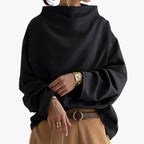 Women's Knit Pullover Top with High Neck and Drop Shoulders — Allyours Closet