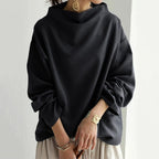 Women's Knit Pullover Top with High Neck and Drop Shoulders — Allyours Closet (view 2)