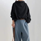 Women's Knit Pullover Top with High Neck and Drop Shoulders — Allyours Closet (view 7)