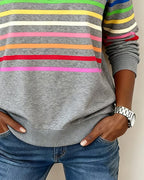 Women's Knit Pullover with Quarter Zip and Striped Bands — Allyours Closet (view 3)
