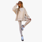 Women's Knit Tracksuit with Crewneck Sweatshirt and Pull-On Leggings — Allyours Closet