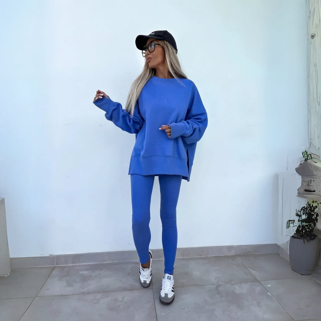 Women's Knit Tracksuit with Crewneck Sweatshirt and Pull-On Leggings — Allyours Closet (view 2)