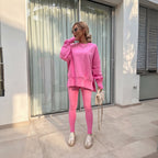 Women's Knit Tracksuit with Crewneck Sweatshirt and Pull-On Leggings — Allyours Closet (view 8)