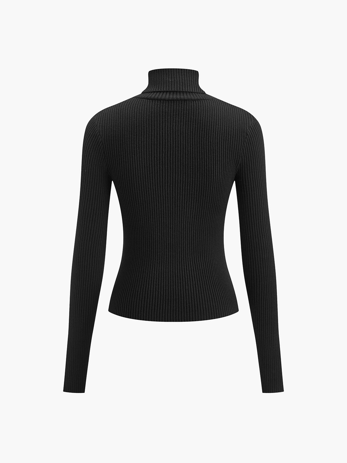 Women's Ribbed Knit Sweater with Turtleneck and Thumbhole Cuffs — Allyours Closet (view 9)
