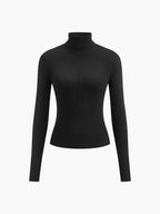 Women's Ribbed Knit Sweater with Turtleneck and Thumbhole Cuffs — Allyours Closet (view 8)